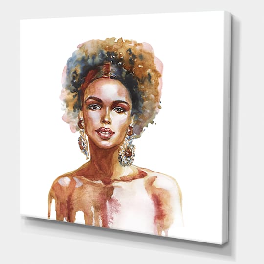 Designart - Portrait of African American Woman V - Modern Canvas Wall Art Print
